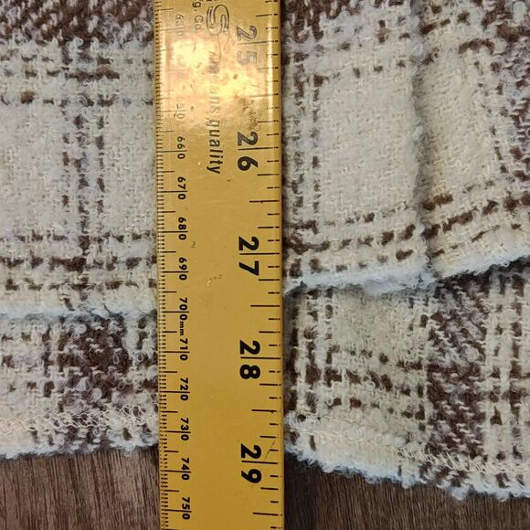 Sadie & Sage Plaid Shirt Jacket Womens Med Brown White Wool Blend Shacket Button - Picture 10 of 11